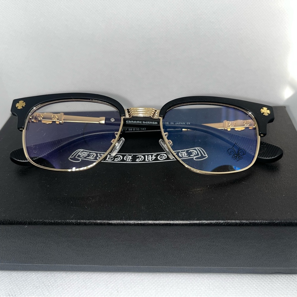 Black and Gold chrome heart glasses